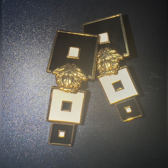Versace Gold and Black Geometric Earrings - Picture 2 of 8
